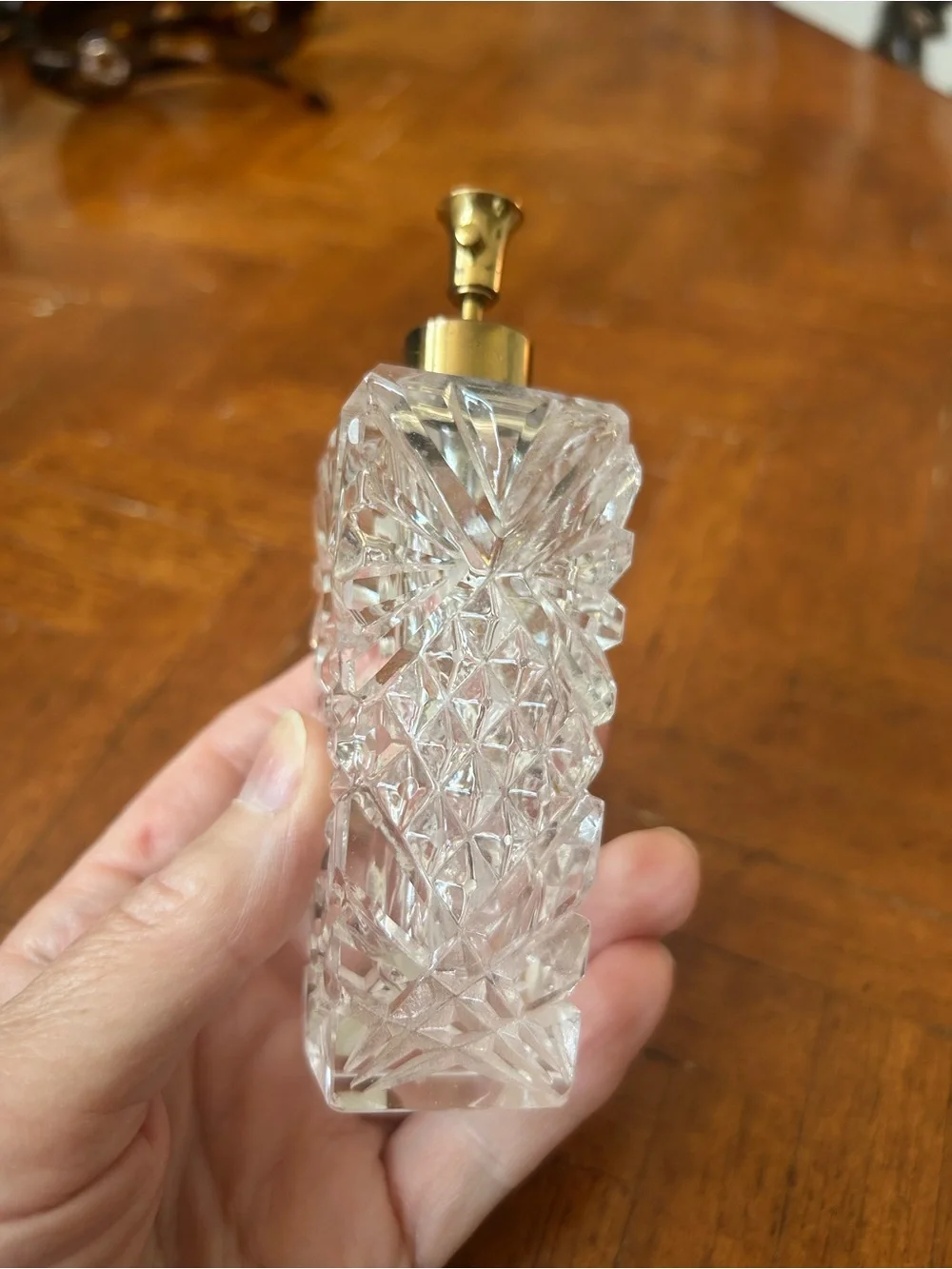 Clear Glass Floral & Cut Crystal Atomizer Set - Home Bath